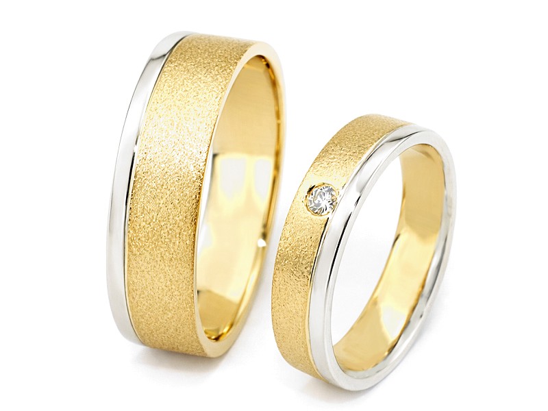 Obrączki ślubne z brylantem z białego i żółtego - 0381276o15 — zdjęcie 3