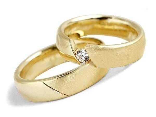 Obrączki ślubne z brylantem żółte złoto - 0681272o - 1