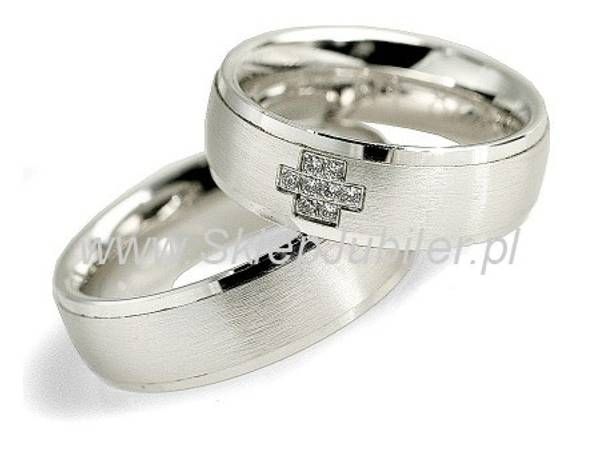 Obrączki ślubne obrączki złote z brylantami białe złoto 585 - 0981282o- 1