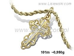 Krzyżyk żółte złoto rodowane z cyrkonią żółte złoto 585 - 101m - 1