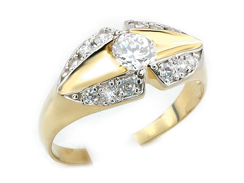 Złoty pierścionek z cyrkoniami - 1023p