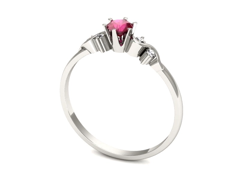 Pierścionek z rubinem i brylantami - 1031br — zdjęcie 3