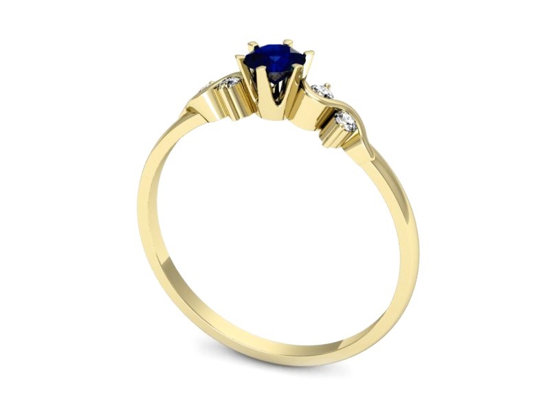 Złoty pierścionek z szafirem i brylantami - 1031zsz — zdjęcie 3