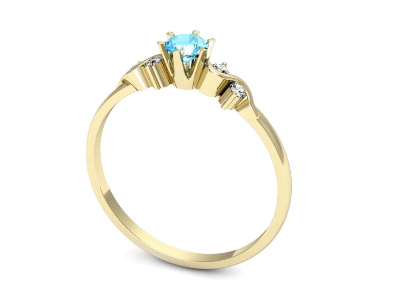 Złoty pierścionek z topazem i brylantami - 1031ztp — zdjęcie 3