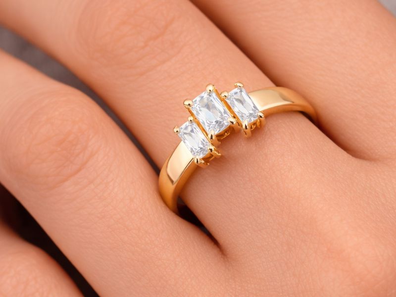 Złoty pierścionek z cyrkoniami - 1039p — zdjęcie 3