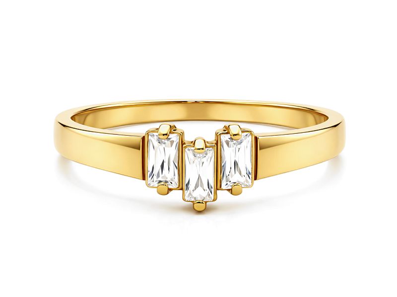 Złoty pierścionek z cyrkoniami - 1039p — zdjęcie 2