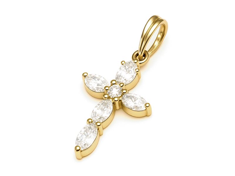 Złota zawieszka krzyżyk z cyrkoniami - 103m