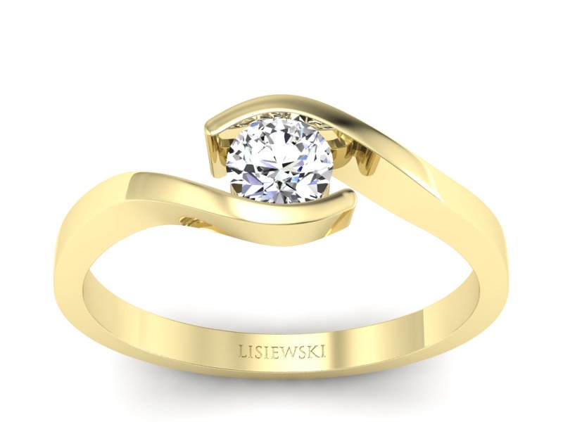 Złoty pierścionek z brylantem - 1042br_SI_F