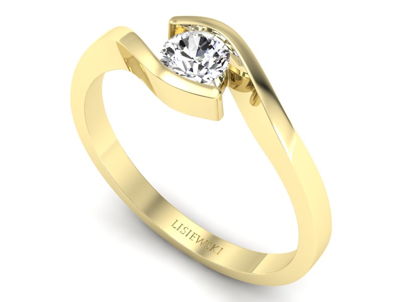 Złoty pierścionek z brylantem - 1042br_SI_H_044 — zdjęcie 3