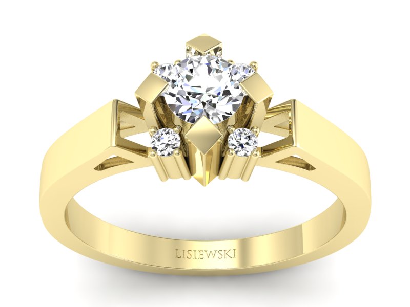 Złoty pierścionek z brylantami żółte złoto - 1087br_P_H