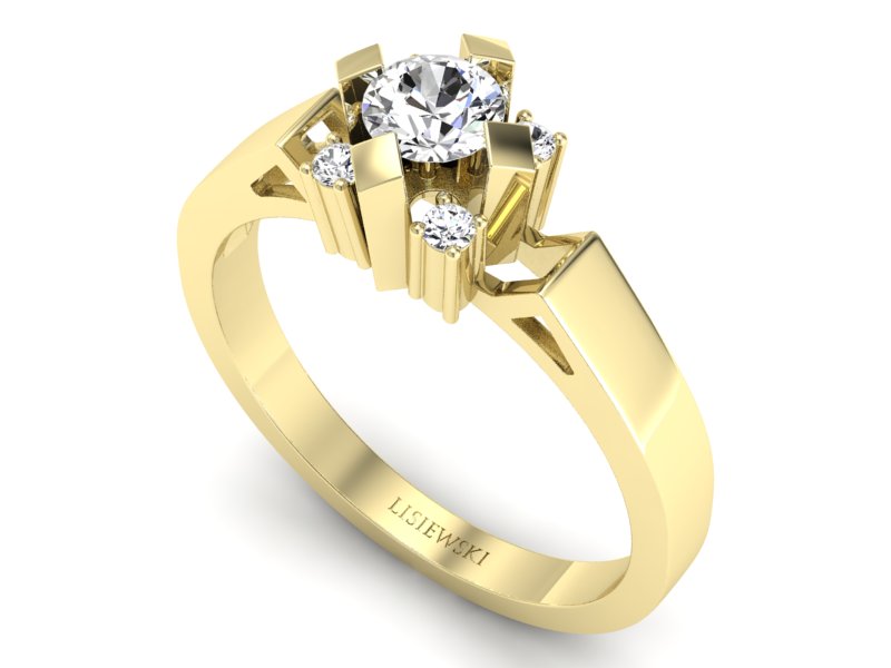 Złoty pierścionek z brylantami żółte złoto - 1087br_SI_H — zdjęcie 3