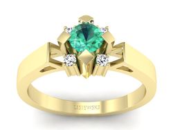 Pierścionek zaręczynowy ze szmaragdem i diamentami - 1087zsm