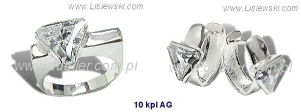 Pierścionek srebrny i Kolczyki srebrne z cyrkoniami - 10kplag