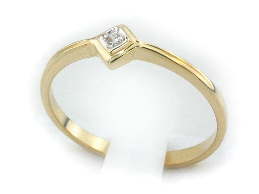 Złoty pierścionek z diamentem - 1102br_VS_H — zdjęcie 2