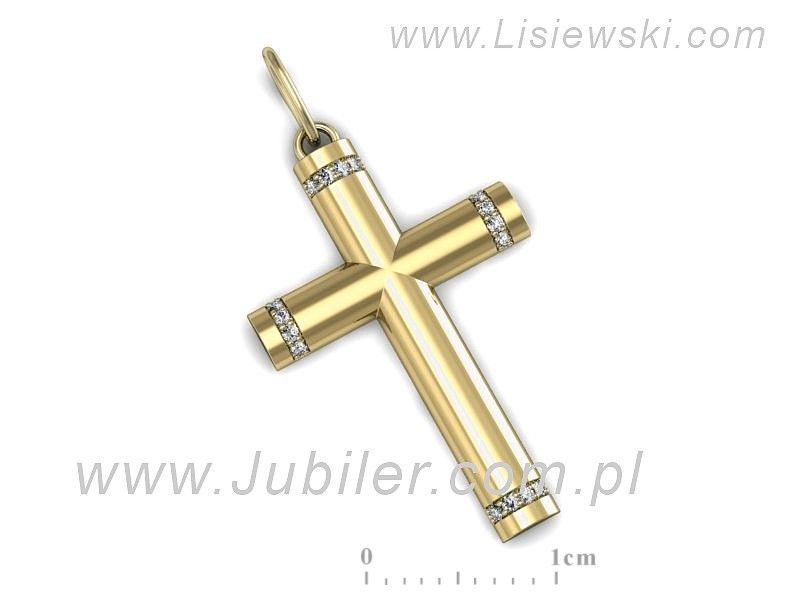 Krzyżyk z brylantami żółte złoto promocja - 1113skW_pro