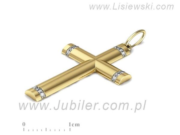 Krzyżyk z brylantami żółte złoto promocja - 1113skW_pro