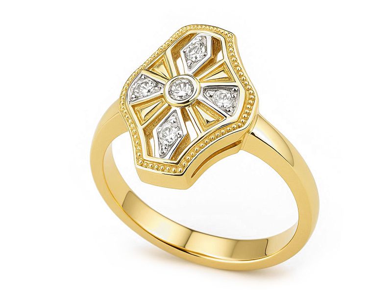 Złoty pierścionek z cyrkoniami - 1114