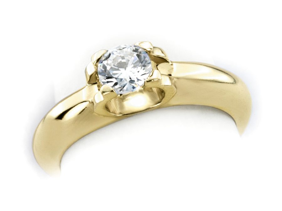 Złoty pierścionek z brylantem złoto - 1119br_Si_H — zdjęcie 3