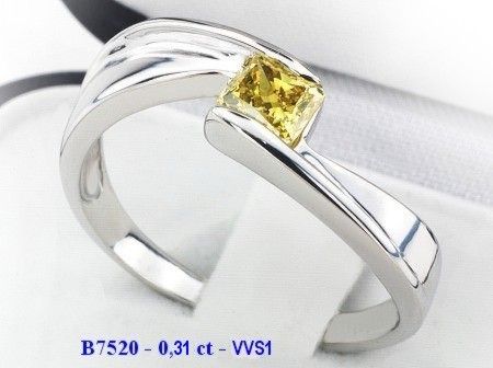 Złoty Pierścionek białe złoto z zielonym brylantem - 111z_b7520