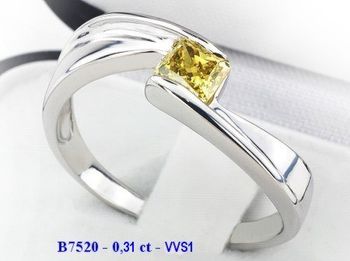 Pierścionek białe złoto z zielonym brylantem - 111z_b7520 - 1