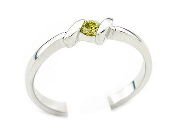 Pierścionek białe złoto z zielonym brylantem - 111z_bjg102 - 1