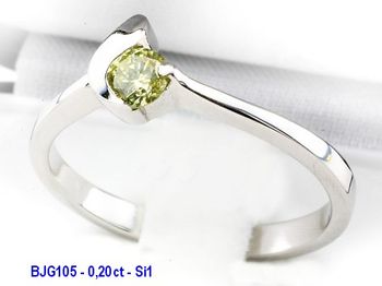 Pierścionek białe złoto z zielonym brylantem - 111z_bjg105_ - 1