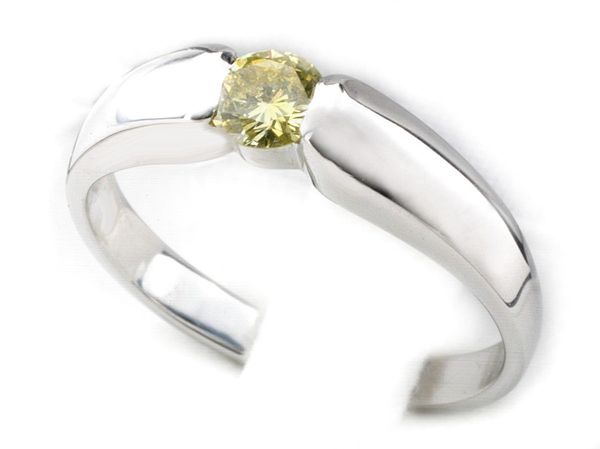 Złoty Pierścionek białe złoto z zielonym brylantem - 111z_bjg167_