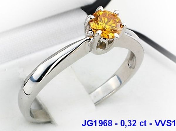 Pierścionek białe złoto ze złotym brylantem - 111z_jg1968_b
