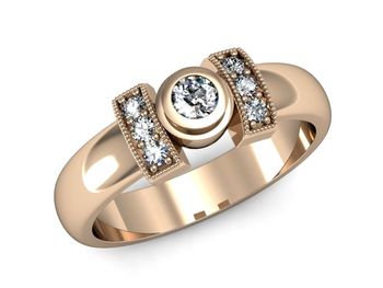 Pierścionek z diamentami z brylantami różowe złoto promocja - 1137skK_pro - 1