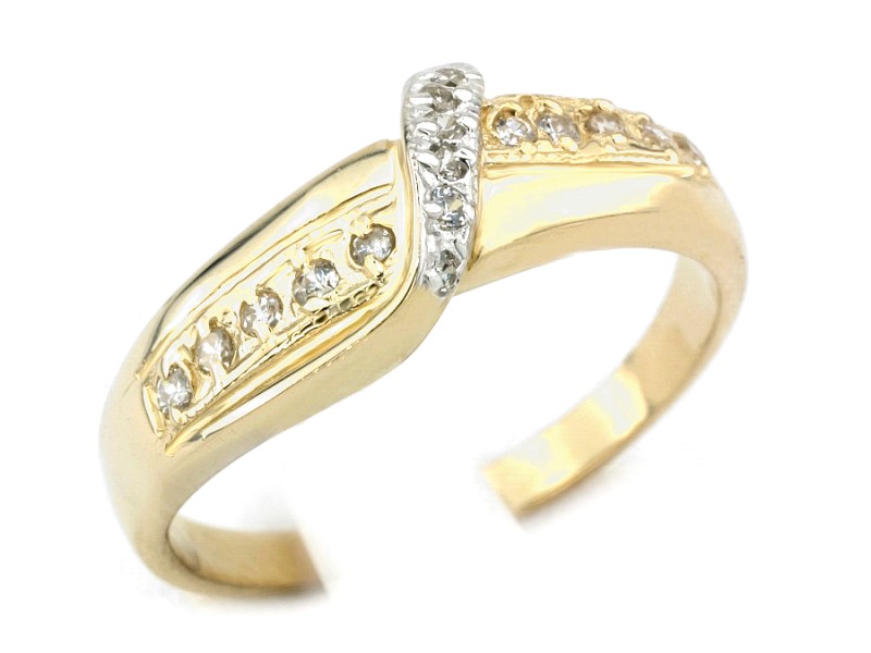 Złoty pierścionek z cyrkoniami rodowany - 1146