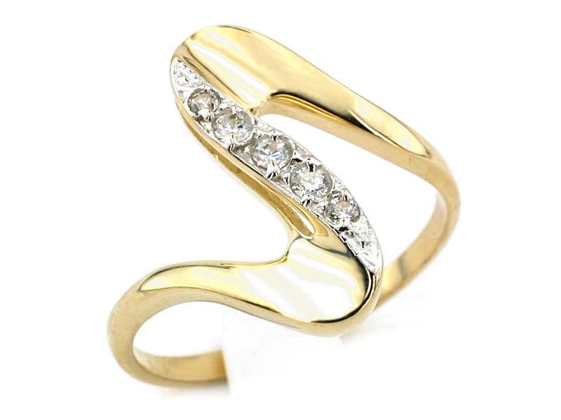 Złoty pierścionek z elementem z cyrkoniami - 1150_p