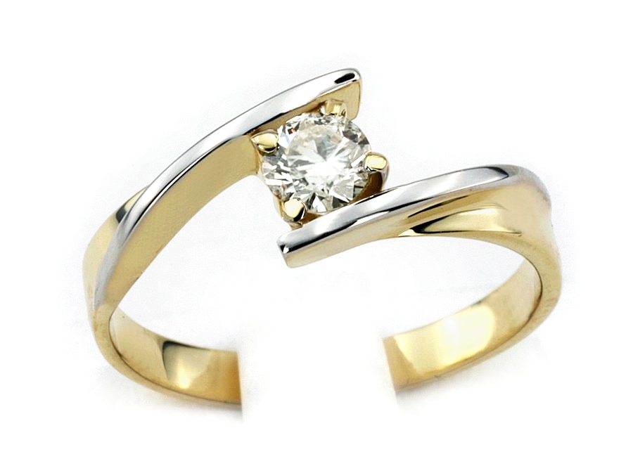 Złoty pierścionek z brylantem żółte złoto - 1154br_2_5_P_I