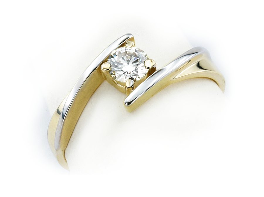 Złoty pierścionek z brylantem żółte złoto - 1154br_P_I — zdjęcie 3