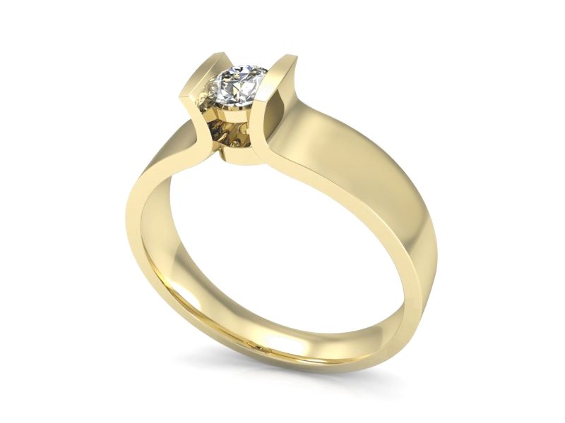 Złoty pierścionek z brylantem - 1160z