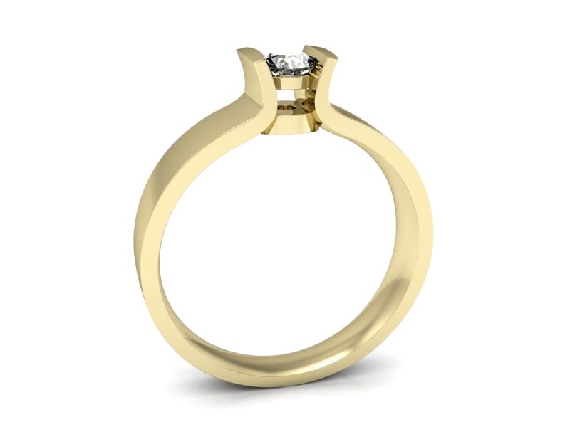 Złoty pierścionek z brylantem - 1160z — zdjęcie 3