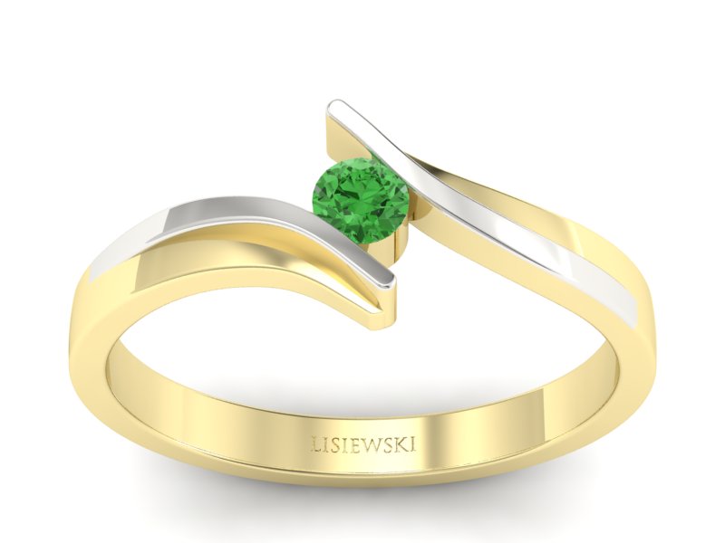 Pierścionek złoty z brylantem - 1171_2_6_p-green