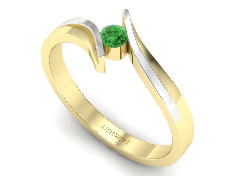 Pierścionek złoty z brylantem - 1171_2_6_p-green — zdjęcie 3