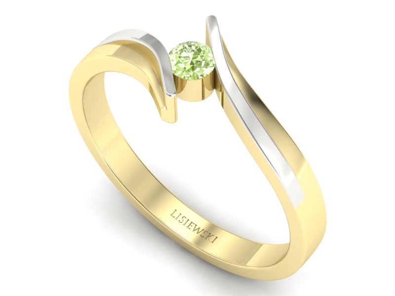 Pierścionek złoty z brylantem - 1171_2_6_p-lightgreen — zdjęcie 3