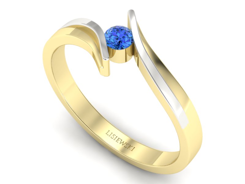 Pierścionek złoty z brylantem - 1171_2_6_p-navyblue — zdjęcie 3