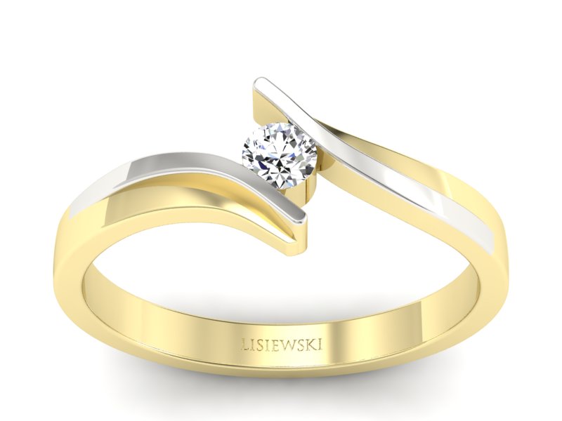 Pierścionek z brylantem żółte złoto - 1171br_020ct_Si_H