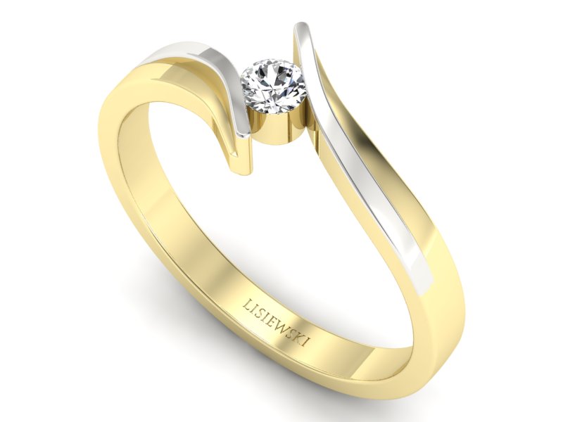 Złoty pierścionek z brylantem żółte złoto - 1171br_VS_H — zdjęcie 3