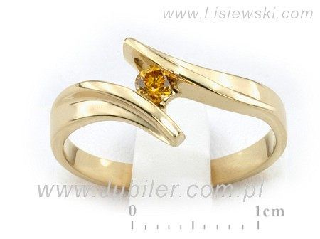 Pierścionek żółte złoto z brylantem barwa fantazyjnej gold - 1171gold_010ct_p
