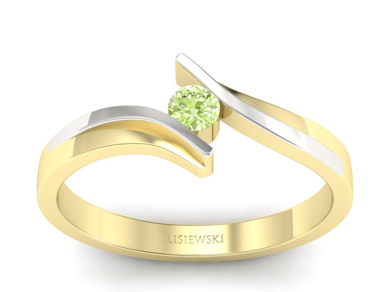 Pierścionek złoty z brylantem - 1171lightgreen