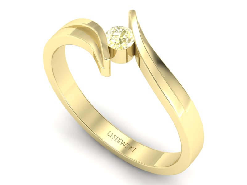 Złoty pierścionek z brylantem żółte złoto barwa Gold - 1171z — zdjęcie 3