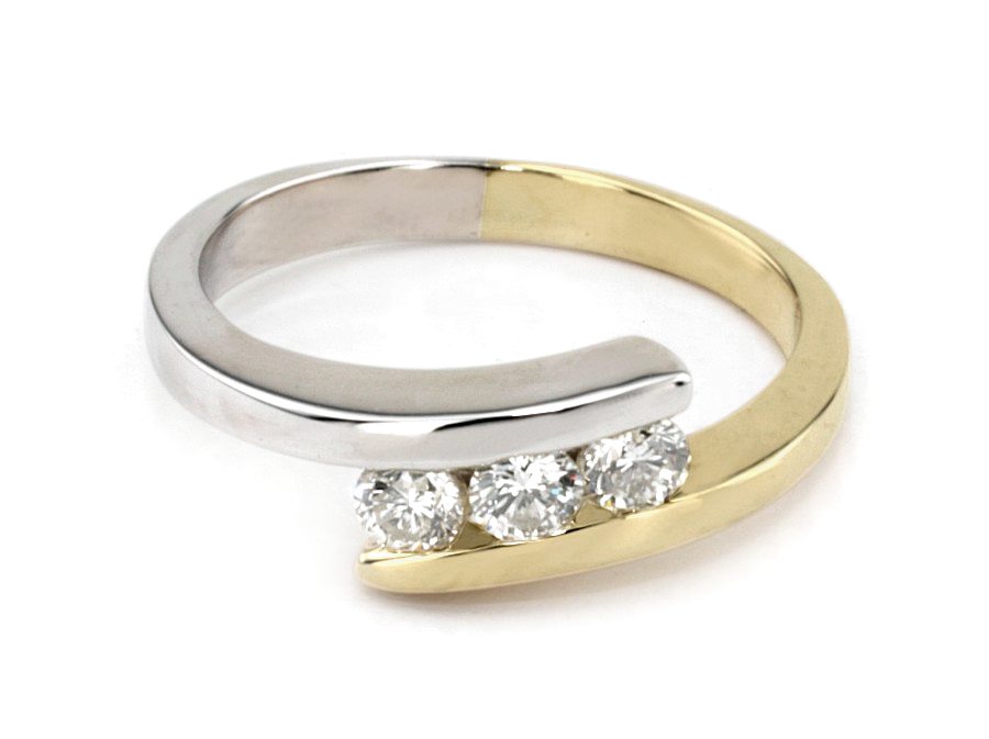 Pierścionek z brylantami białe żółte złoto - 1174zb_SI_H — zdjęcie 2