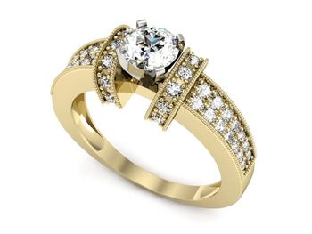 Złoty Pierścionek zaręczynowy z brylantami - 1179zb - 1