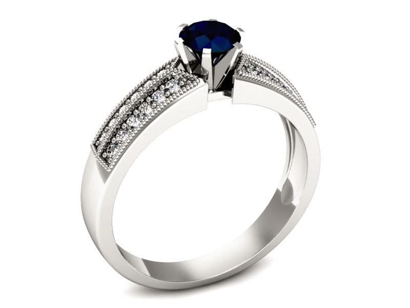 Złoty pierścionek z szafirem i brylantami - 1180bsz — zdjęcie 3