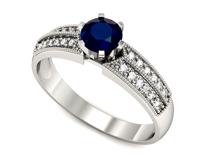 Złoty pierścionek z szafirem i brylantami - 1180bsz