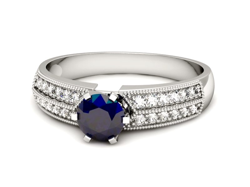 Złoty pierścionek z szafirem i brylantami - 1180bsz — zdjęcie 2