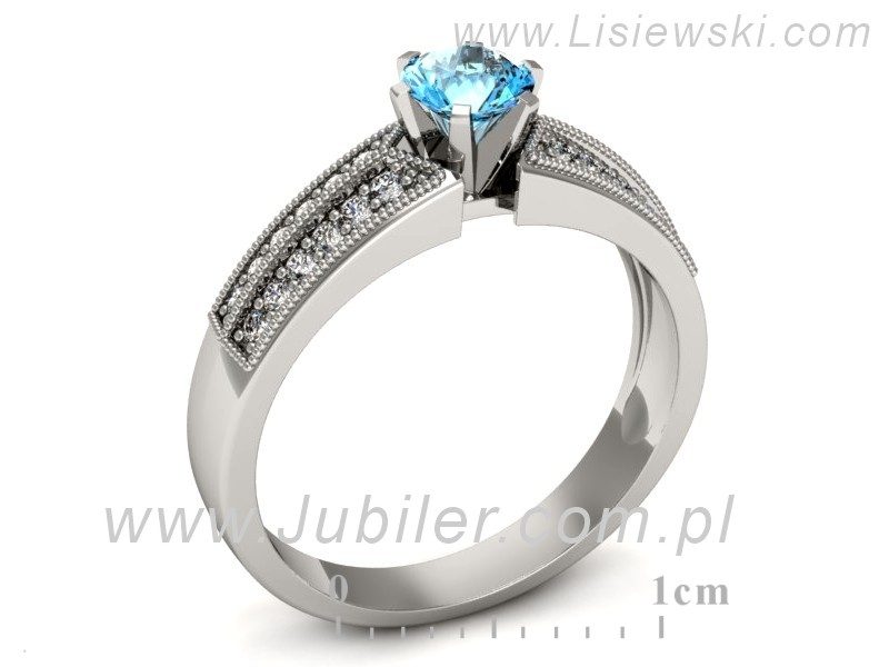 Pierścionek z topazem i brylantami białe złoto - 1180btp — zdjęcie 3